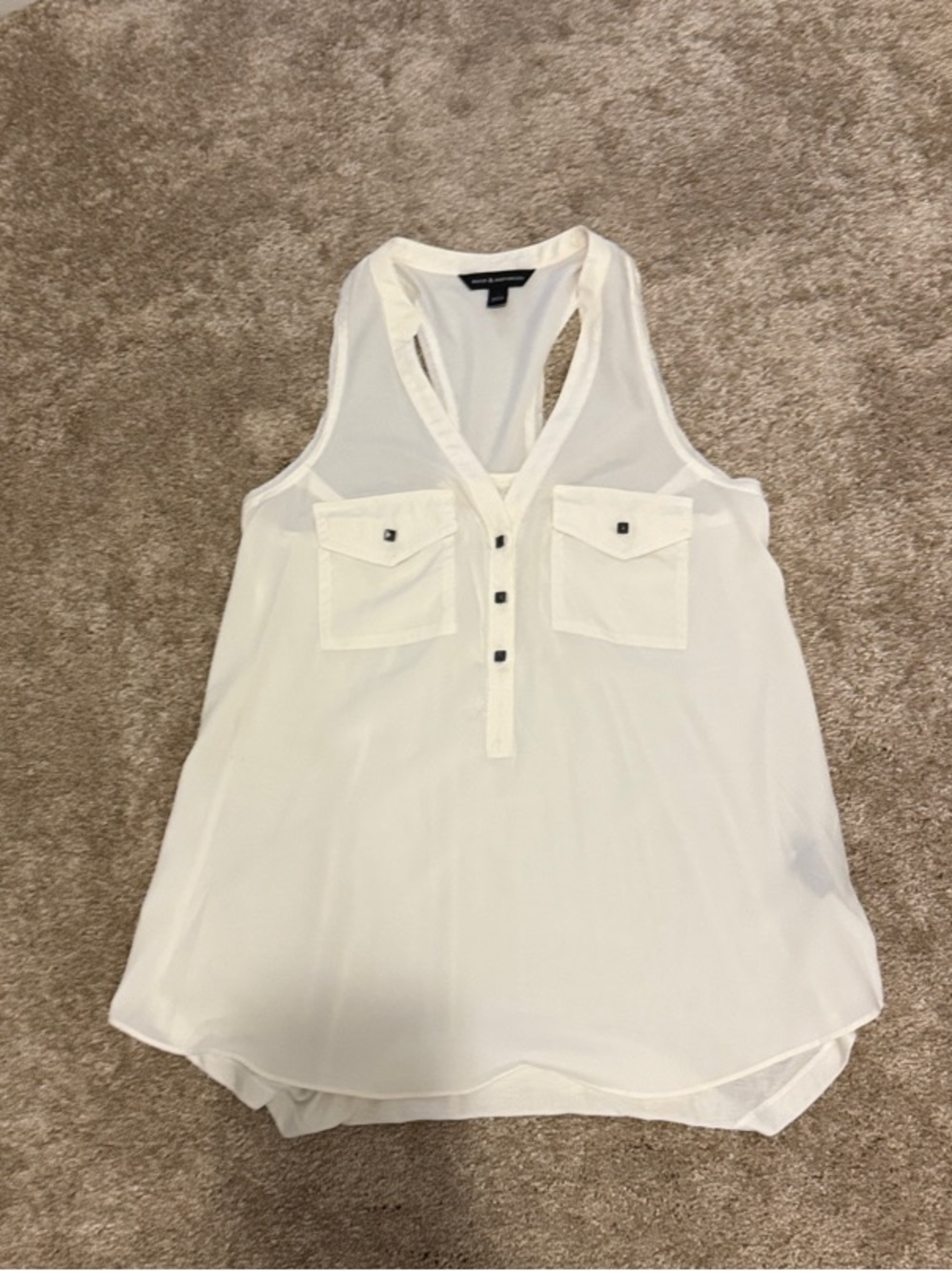 Rock & Republic Ivory Sleeveless Button-Front Camisole